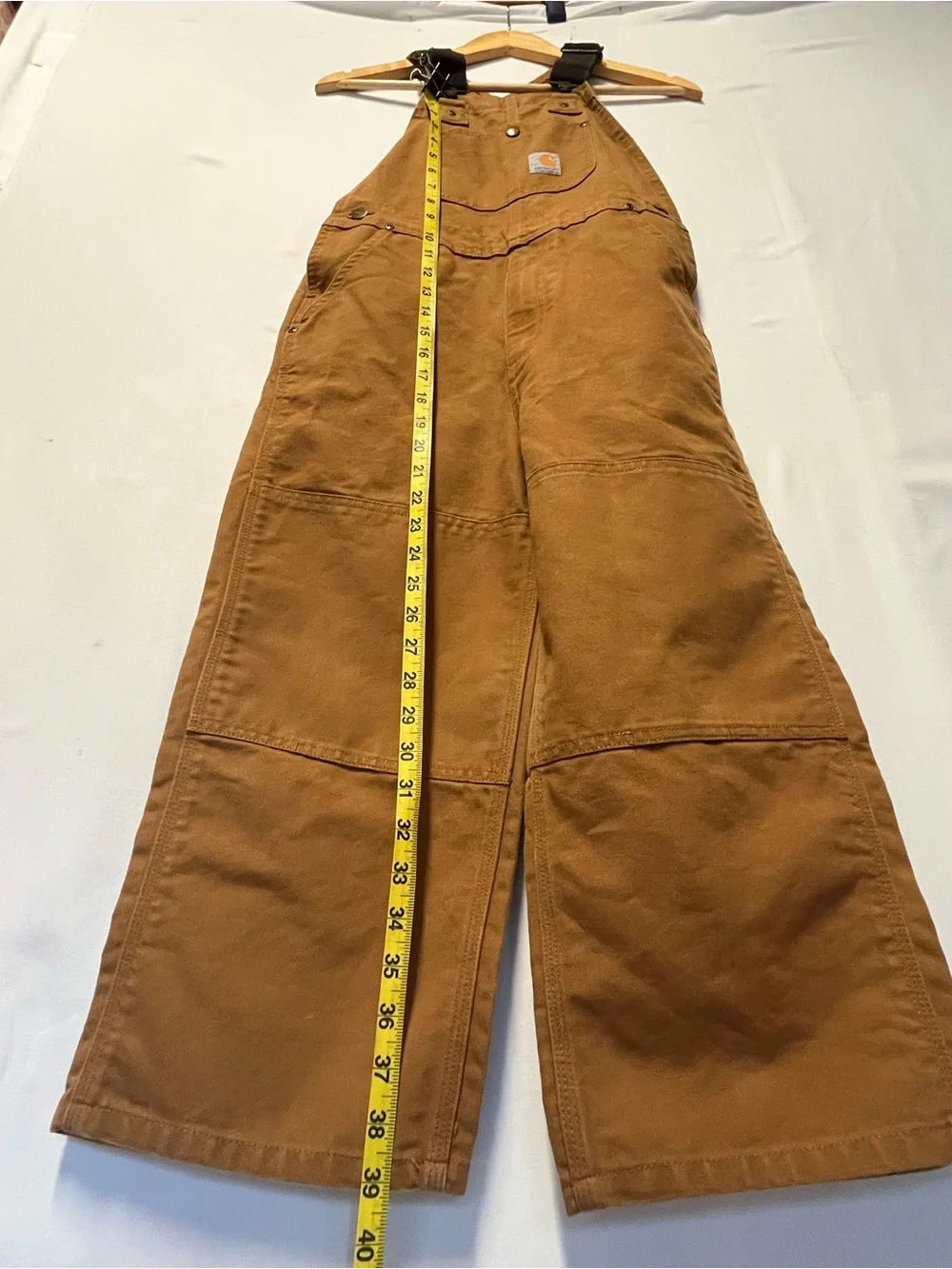 Carhartt Kids Brown Canvas Duck Bib Overalls 8 Double Knee Workwear Hunting NWOT